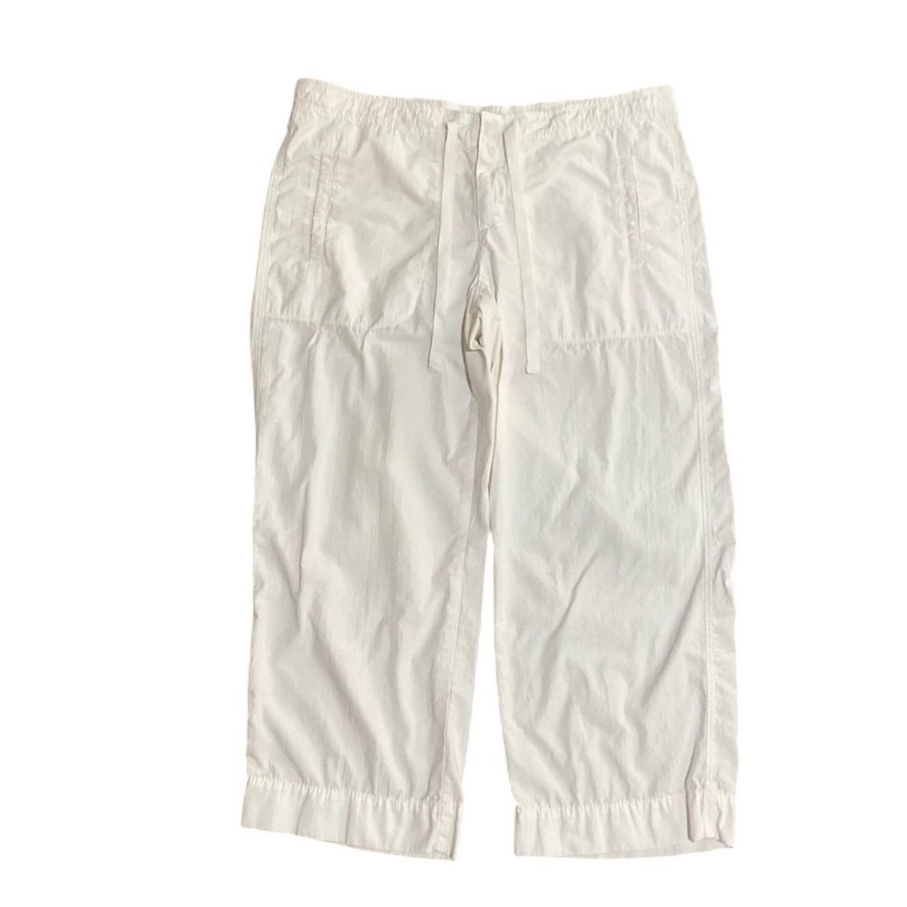 Vince Womens White Cotton Drawstring Cropped Pants Minimalist Casual Size M